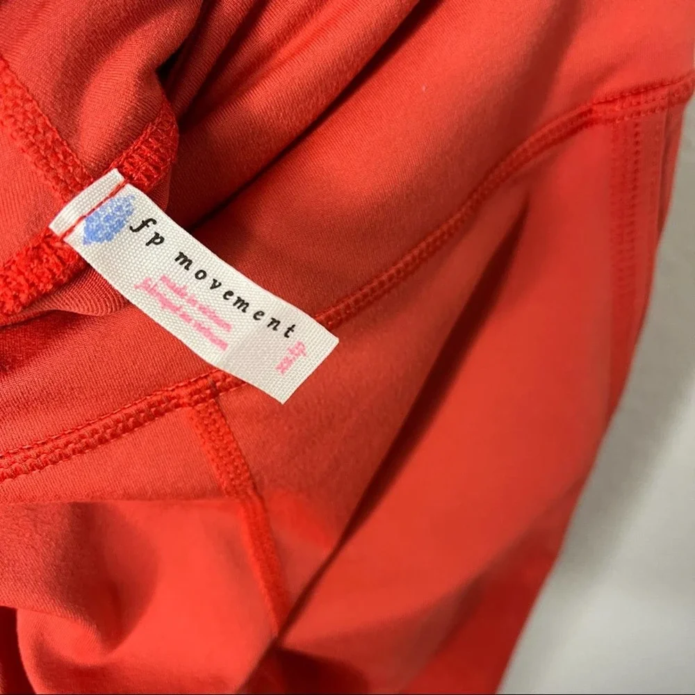 Free People Movement Coral Red Side Cutout High Waist Leggings Active Workout XS - Picture 9 of 10
